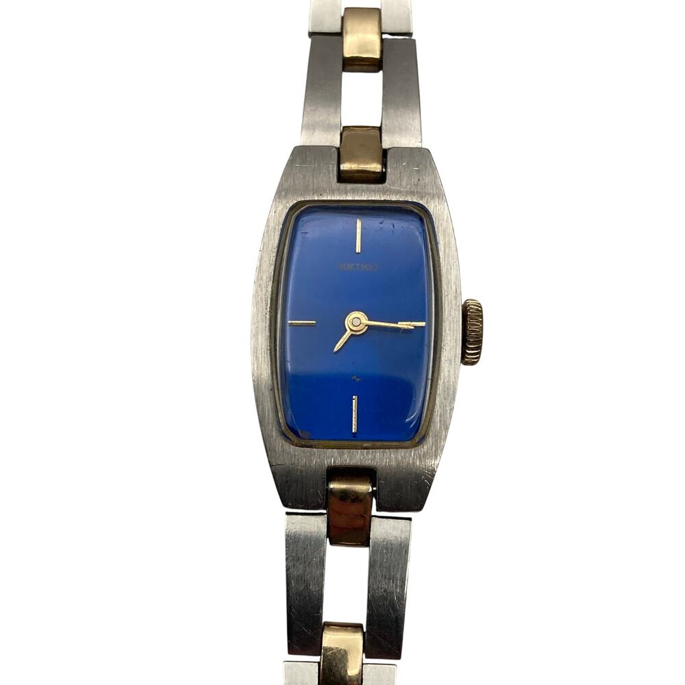 VTG Seiko Women's Mechanical Wind Up Blue Sunburst Watch 16mm 11-7509 - 6" Wrist